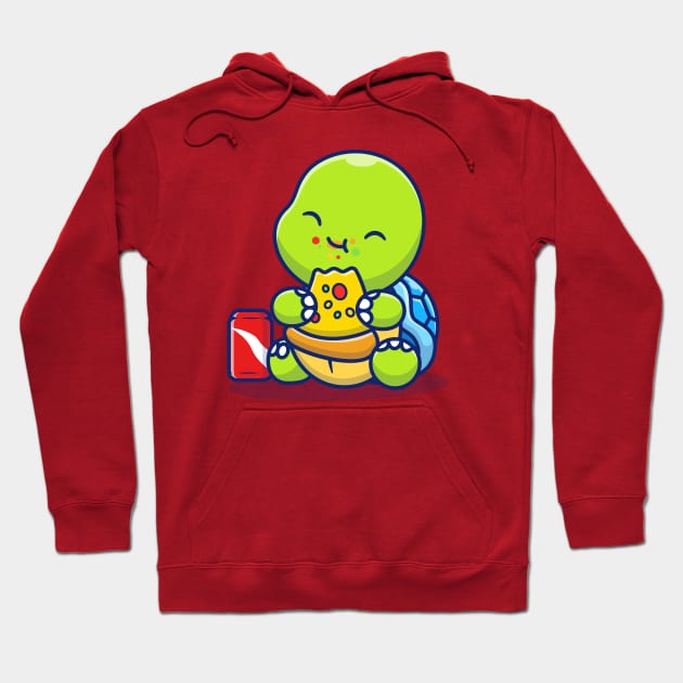 Cute Turtle Eating Pizza With Soda Hoodie by Catalyst Labs